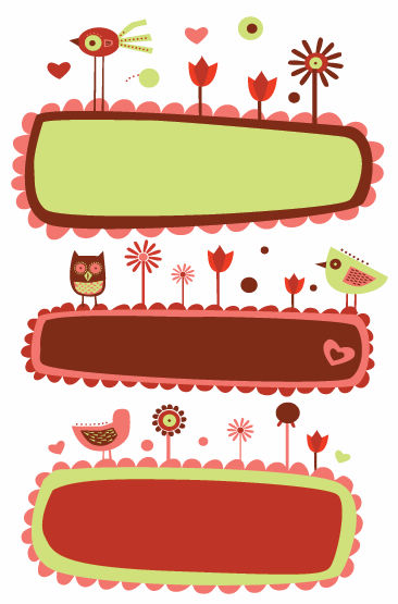 free vector Vector Cute Bird and Flower Banners
